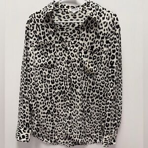Express Leopard Print The Portofino Shirt Button Up Size Large